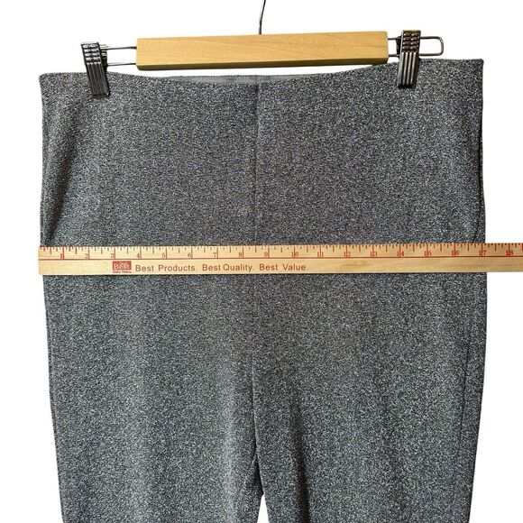 H&M Women’s Flared Dressy Pants Silver Metallic Pull On Size L Party Cocktails - Picture 8 of 11
